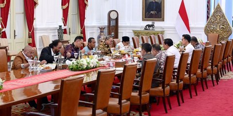 Potret Prabowo Dikawal Gibran dan Dasco, Makan Siang Bareng Lima Ketum Parpol