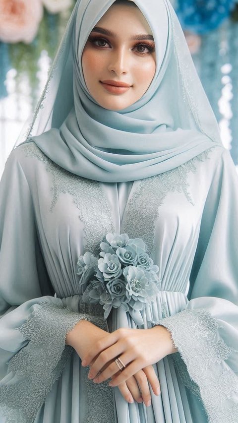 Tren Baju Gamis Perempuan Warna Ice Blue yang Cocok untuk Lebaran 2025