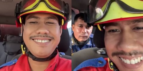 Tetap Happy, Muka Personel Damkar Bengkak saat Bantu Warga Buang Sarang Tawon