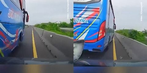 Detik-Detik Mengerikan Bus Po Jaya Utama Potong Jalur lalu Serempet Mobil di Tol, Kolam Komentar Medsos Perusahaan Langsung Dikunci