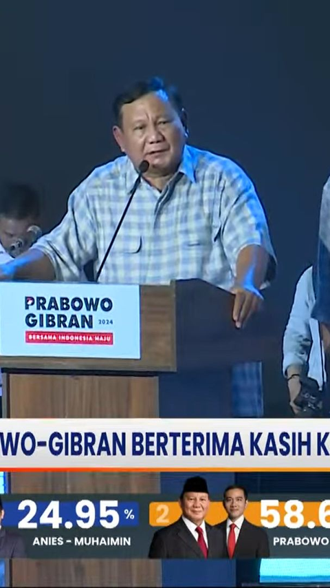 Prabowo: Kita Menang di Hitung Cepat Semua Lembaga Survei, Sekali Putaran, Tidak Boleh Sombong