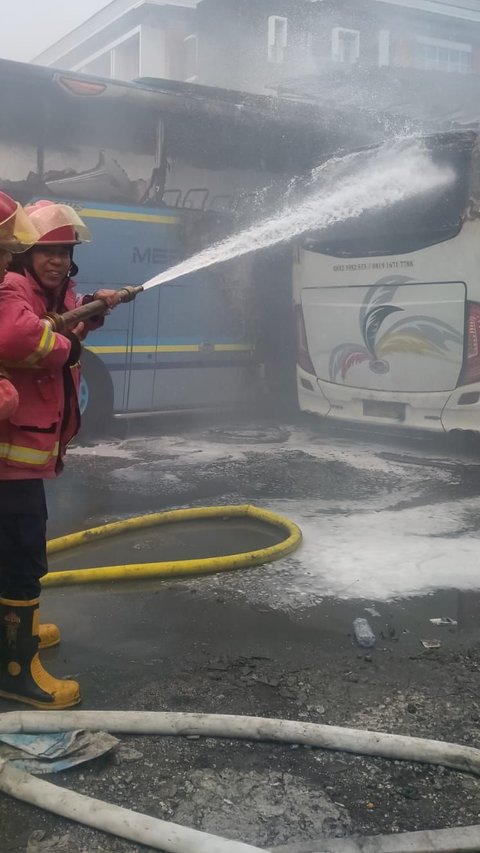 Bengkel di Denpasar Diamuk Si Jago Merah, 5 Bus dan 1 Motor Terbakar