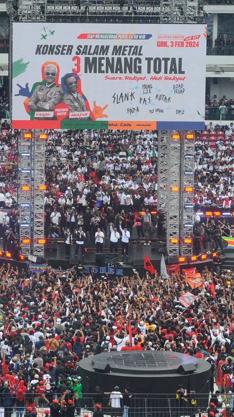 FOTO: Penampakan Stadion Utama Gelora Bung Karno Dipadati Ratusan Ribu Pendukung Ganjar-Mahfud saat Kampanye Akbar Salam Metal
