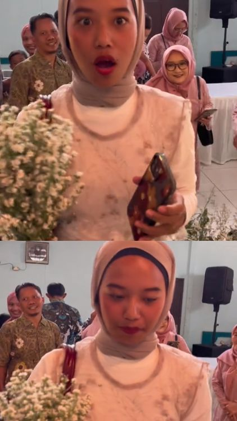 Auto Panik, Momen Wanita Tak Sengaja Dapat Lemparan Bunga Pengantin Ini Curi Perhatian Warganet