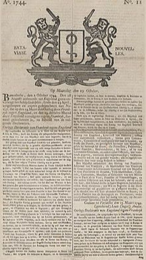 Bataviasche Nouvelles, Surat Kabar Pertama di Hindia Belanda yang Dicetak oleh VOC