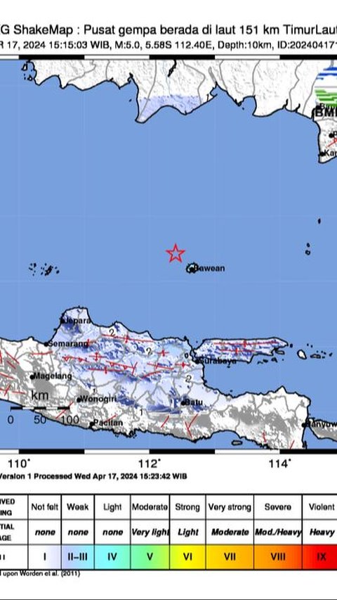 Tuban Diguncang Gempa Magnitudo 5, Getaran Terasa di Bawean