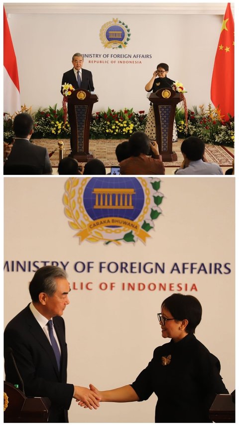 FOTO: Pertemuan Hangat Menlu Retno dan Menlu China di Jakarta, Sepakat Perjuangkan Keanggotaan Palestina di PBB