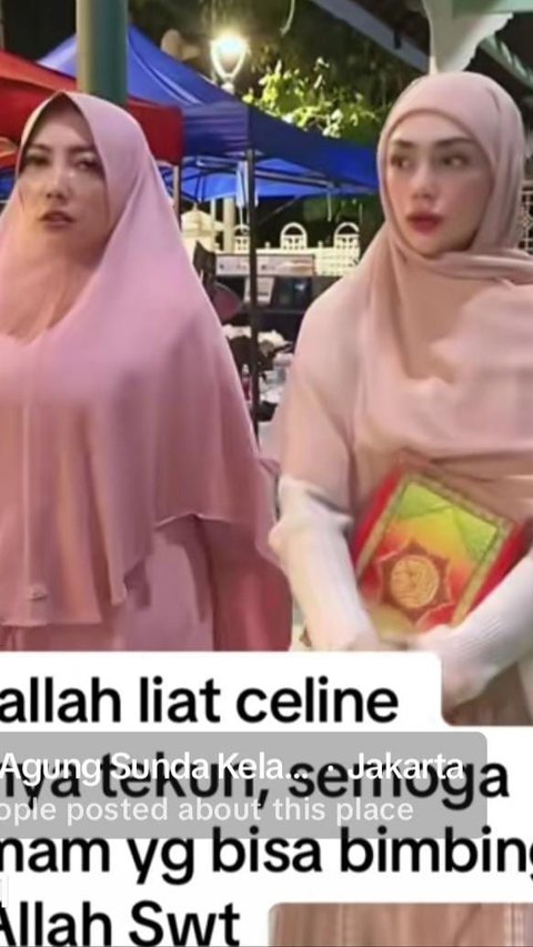 Potret Celine Evangelista Bawa Alquran Masuk ke Dalam Masjid, Didoakan Istiqomah