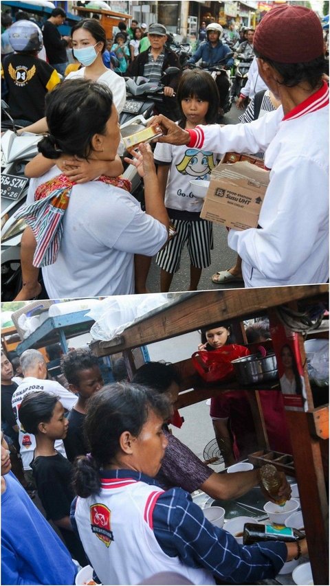 Relawan Jokowi Bagikan Susu dan Mie Ayam Gratis