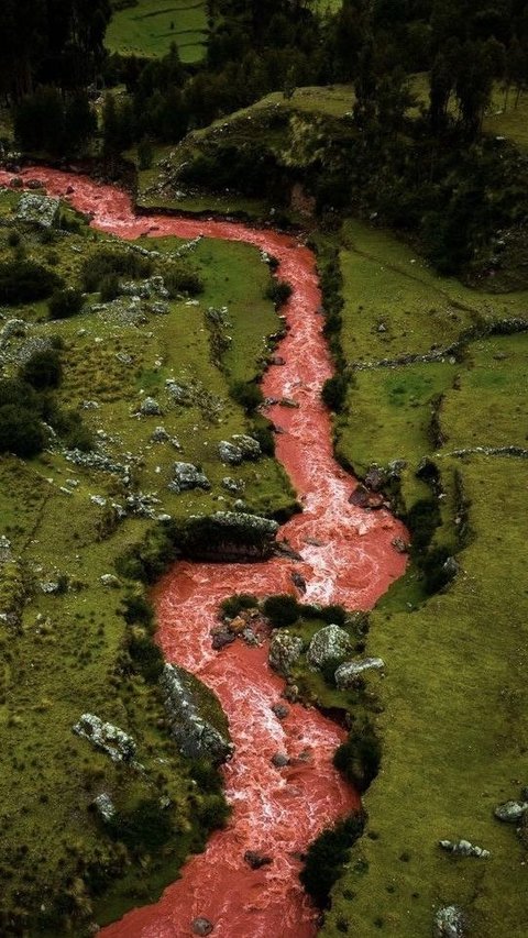 Unique, This is the Red River of Cusco with a Natural Red Water Flow