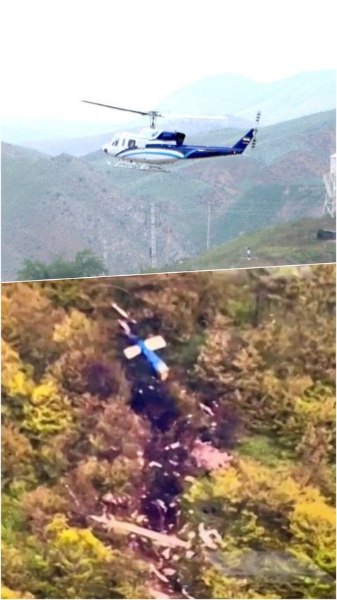 FOTO: Tragis! Ini Penampakan Puing Helikopter Presiden Iran Ebrahim Raisi Terpantau dari Udara