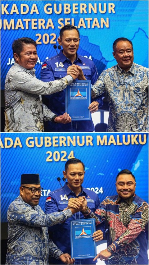 FOTO: Momen Ketum Demokrat AHY Berikan Surat Rekomendasi Pilkada Serentak 2024 untuk Gubernur Sulsel dan Maluku