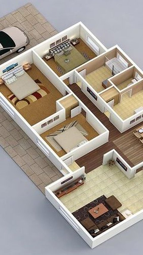 Desain Rumah 7x9 dengan 3 Kamar yang Minimalis Tapi Bikin Lega