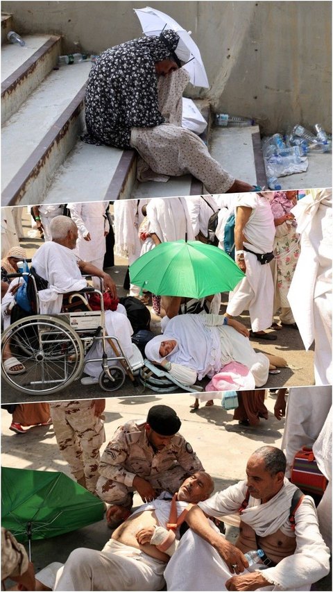FOTO: Hadapi Suhu Panas Ekstrem Arab Saudi, Jutaan Jemaah Haji Berjuang Melawan Lelah dan Haus