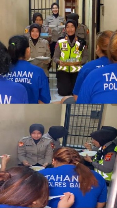 Viral Momen Polisi Makan Olahan Daging Kurban Bareng Para Tahanan, Tuai Pujian