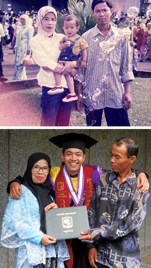 Kenang Foto Lawas 20 Tahun Silam, Dulu Diajak Orang Tua Kini Berhasil Jadi Wisudawan di Kampus Negeri dengan Predikat Cumlaude