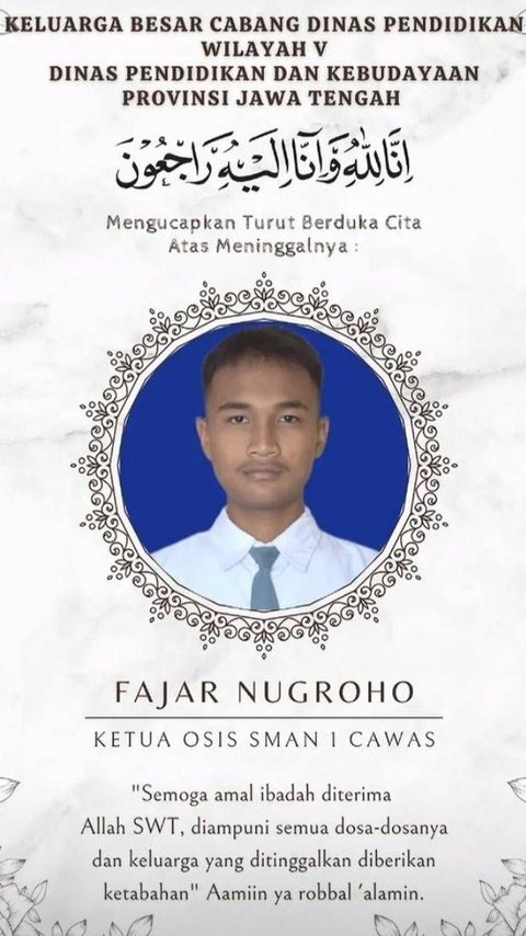 Fakta Sosok Fajar Nugroho Ketua OSIS SMA N 1 Cawas yang Wafat Usai Diceburkan ke Kolam saat Ultah, Dikenal Baik dan Sopan