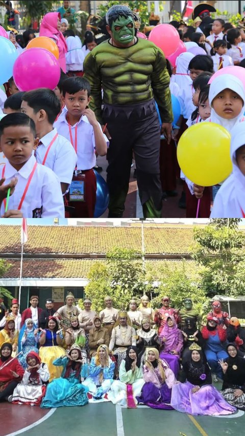 Momen Seru MPLS di Kota Surabaya, Kepala Sekolah dan Guru Dandan Jadi Hulk hingga Spiderman