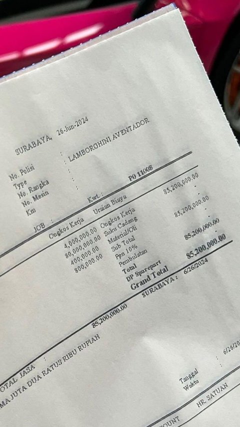 Netizens Shocked to See the Cost of Replacing and Installing Lamborghini Aventador Brake Pads: Equivalent to 25 Years of BPJS JHT Work