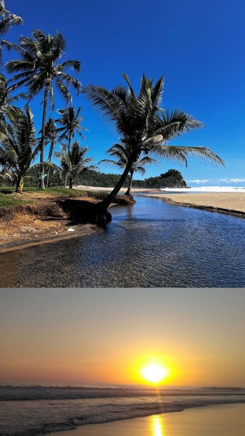 Pesona Pantai Wonogoro Malang, Pertemuan Sungai dan Laut Hasilkan Senja Menawan, Cocok Dikunjungi saat Kemarau