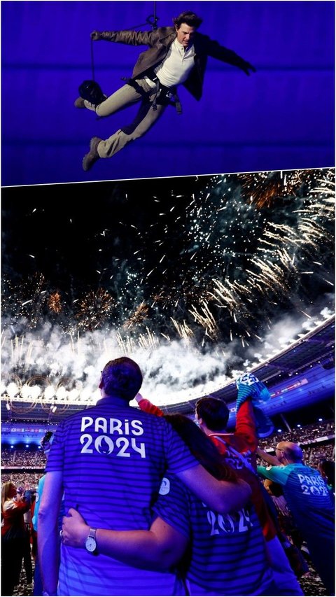 FOTO: Semarak Penutupan Olimpiade 2024 di Paris: Mulai Pesta Kembang Api hingga Atraksi Mendebarkan Tom Cruise Lompat dari Atap Stadion