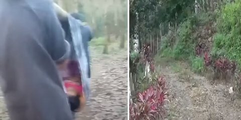 Akibat Jalan Rusak Tak Bisa Dilewati Kendaraan, Bocah Sakit Ini Terpaksa Ditandu Lewati Hutan