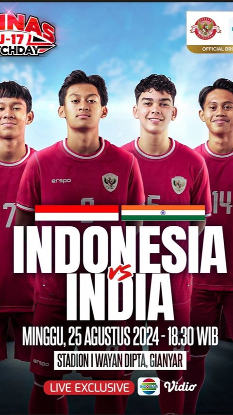 Saksikan Laga Uji Coba Timnas Indonesia U-17 VS Timnas India U-17 Hanya di Vidio