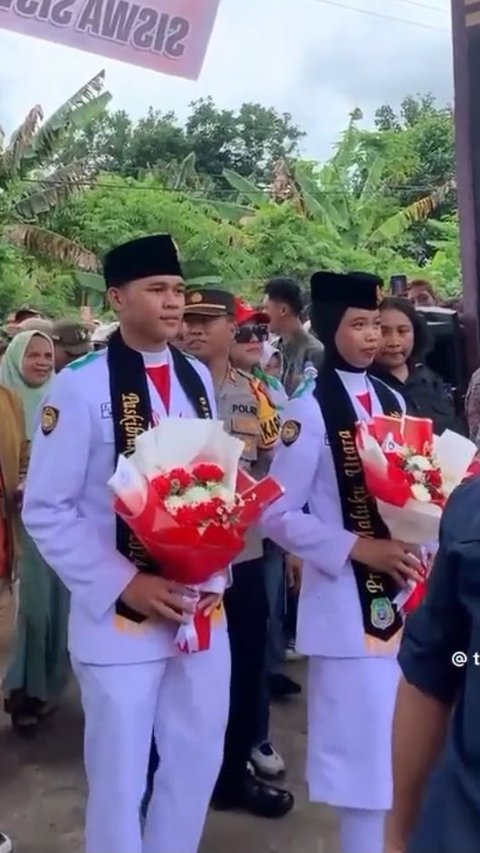 Viral, Ini Momen Penyambutan Fifandra Ardiansyah & Aprillya Putri Paskibraka Nasional Asal Halmahera Barat