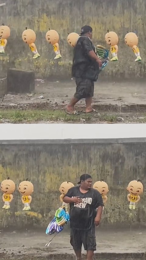 Viral Perjuangan Seorang Ayah Tetap Berjualan di Pinggir Jalan saat Hujan Deras, Tuai Simpati Warganet