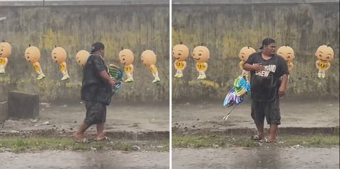 Viral Perjuangan Seorang Ayah Tetap Berjualan di Pinggir Jalan saat Hujan Deras, Tuai Simpati Warganet