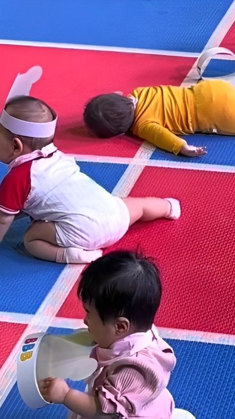 Hilarious Baby Crawling Competition, Loud Cheers but Deep Sleep