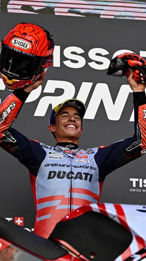 FOTO: Momen Marc Marquez Juara Sprint Race Pertama Kalinya di MotoGP Aragon 2024