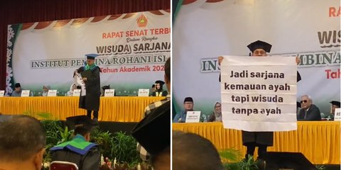 Aksi Wisudawan Bentangkan Banner di Panggung Ini Bikin Haru, Sang Ayah Meninggal Dunia Sejak Dirinya Kuliah Semester 1