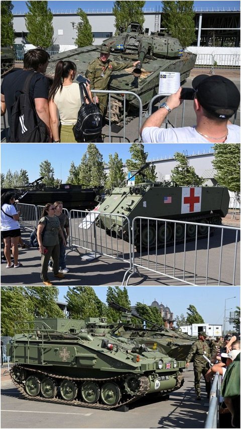 FOTO: Pameran Kendaraan Tempur Ukraina yang Disita Rusia di Rostov-on-Don, Ada Gambar Bendera Inggris hingga AS