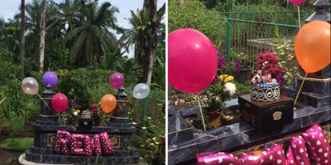 Viral Momen Pilu Orang Tua Rayakan Ultah Anaknya yang Sudah Meninggal, Kuburan Dihiasi Balon hingga Kue Ultah