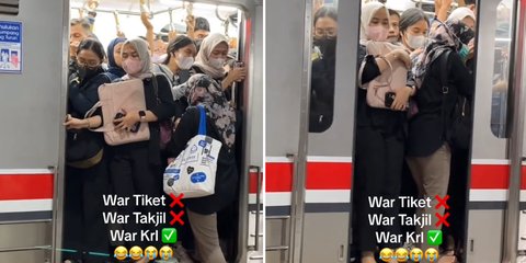 Viral Momen Wanita Tetap Paksa Masuk KRL Meski Sudah Penuh, Aksinya Bikin Ngeri