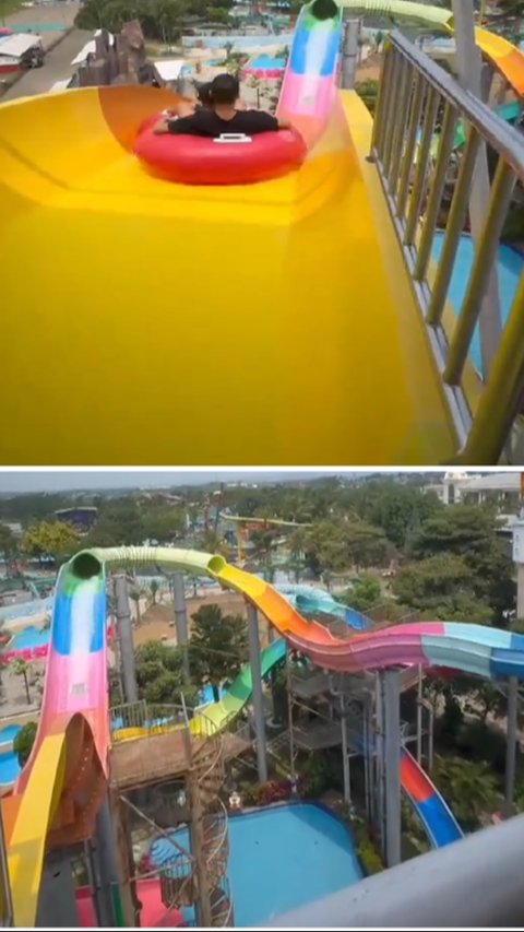 Viral Momen Menegangkan Dua Pria Tersangkut di Perosotan Waterboom, Panik tapi Bikin Ngakak