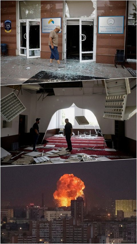 FOTO: Dampak Rusia Bombardir Kota Kyiv Rusak Masjid Asosiasi Muslim Ukraina