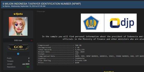 Hacker Bjorka Kantongi Data NPWP Jokowi hingga Kaesang, Begini Respons Polri