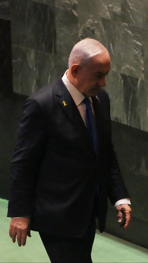 FOTO: Momen PM Israel Benjamin Netanyahu Pidato di Sidang Umum PBB Diwarnai Aksi Walk Out Sejumlah Negara