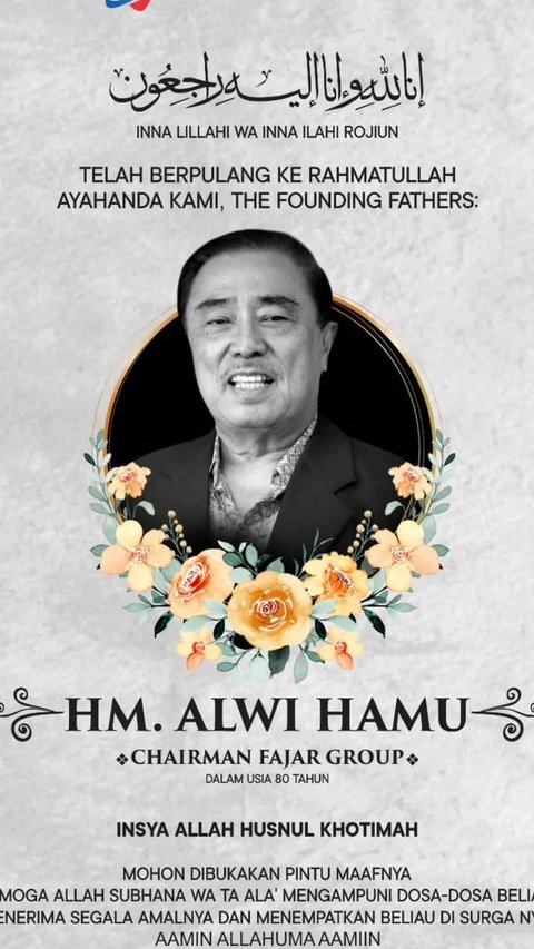 Tokoh Pers Nasional dan Pendiri Fajar Group Alwi Hamu Meninggal Dunia