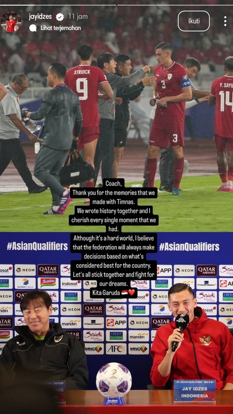 FOTO: Penuh Haru! Ini Sederet Pesan Perpisahan Emosional Pemain Timnas Indonesia untuk Shin Tae-yong