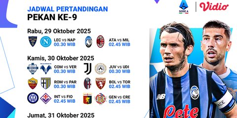 Simak Jadwal Serie A 2025/26 Pekan ke-9, Tayang Eksklusif di Vidio