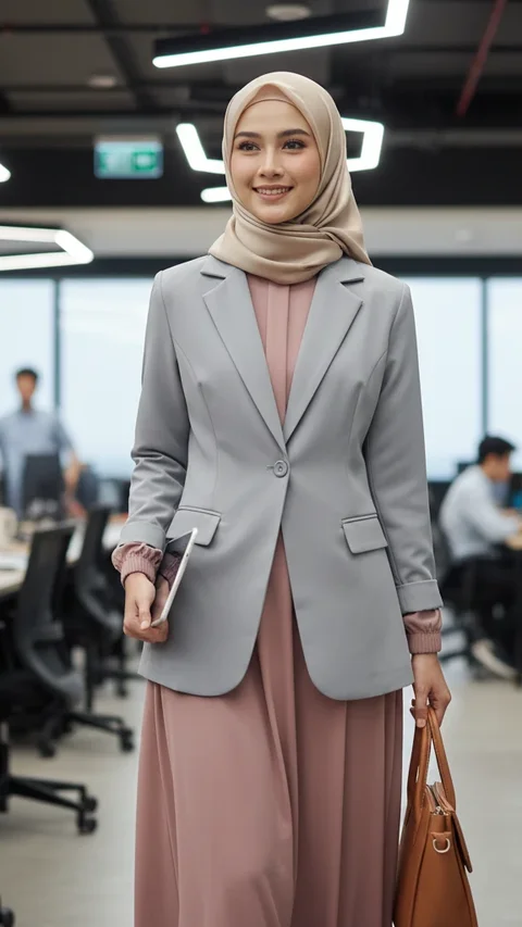 8 Inspirasi Model Gamis Blazer Modern untuk Wanita Karier dengan Mobilitas Tinggi