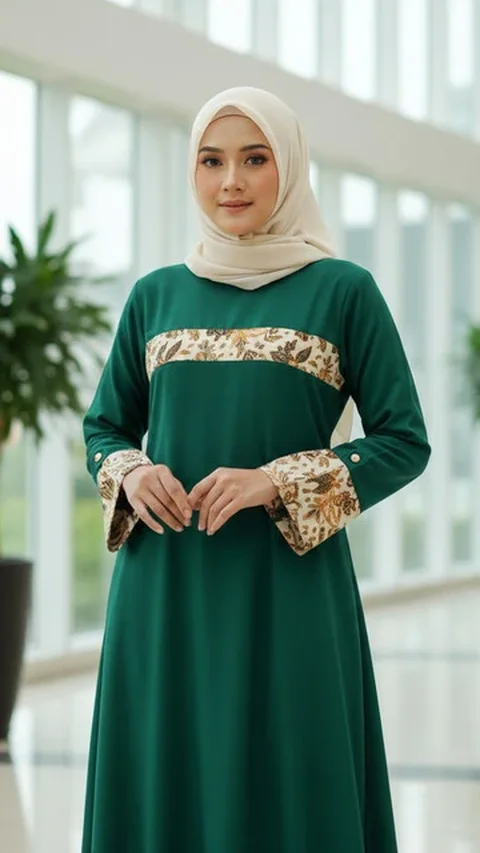 7 Model Gamis Batik Kombinasi Kain Polos Terbaru untuk Tampilan Elegan, Modern & Anti Monoton