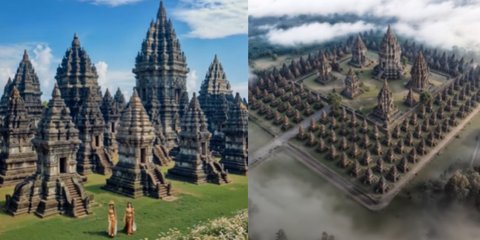 Dibangun Abad 9 buat para Dewa lalu Runtuh, Begini Indahnya Penampakan Candi Prambanan Secara Utuh Versi AI