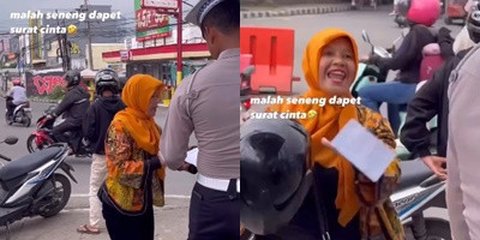 Kocak Abis! Ibu-Ibu ini Kegirangan Dapat 'Surat Cinta' dari Polisi Gara-Gara Tak Pakai Helm, Bukan Takut Malah Joget