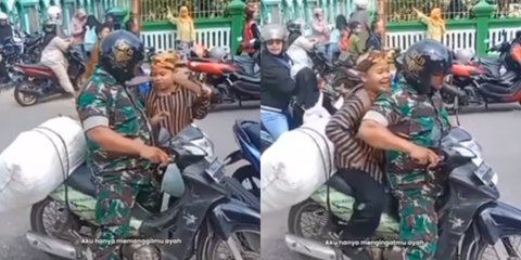 Momen TNI Jemput Anaknya Pakai Motor Butut Sambil Bawa Rumput, Aksinya Bikin Para Anak 'Kolong' Terharu