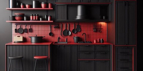 Dapur Merah Hitam, 8 Desain Minimalis yang Nggak Bikin Bosan dan Bikin Betah Masak