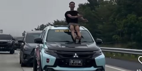Pria Ini Duduk Santai & Joget 'Dikha Pacu Jalur' di Atap Pajero saat Lewat Tol Sumatera, Polisi Buru Pelaku